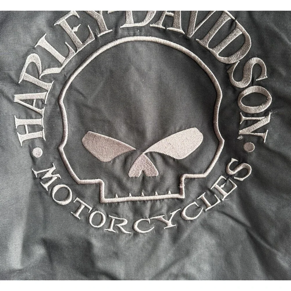 VTG Harley-Davidson Men's Large Black/Gray Reversible Full Zip Bomber Jacket